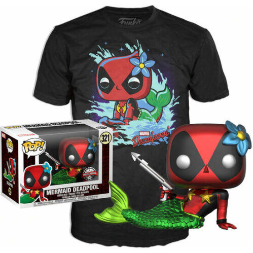 Set Figura Pop &Amp; Tee Marvel Deadpool Mermaid Exclusive