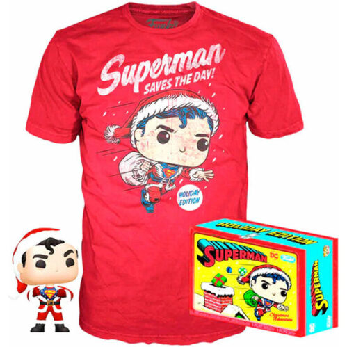 Set Figura Pop &Amp; Tee Dc Comics Superman Exclusive Flocked