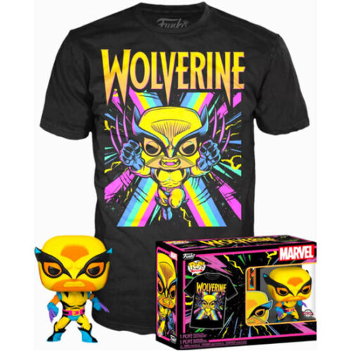 Set Figura Pop &Amp; Tee Marvel Wolverine Black Light