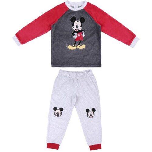 Pijama Largo Velour Cotton Mickey Gray