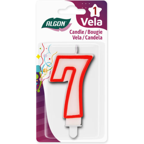 Vela Blanca Con Borde Rojo 7Cm N.7 Algon - Imagen 4