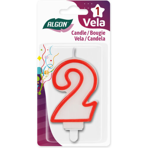 Vela Blanca Con Borde Rojo 7Cm N.2 Algon - Imagen 4