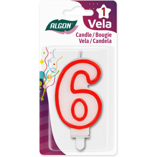 Vela Blanca Con Borde Rojo 7Cm N.6 Algon - Imagen 4