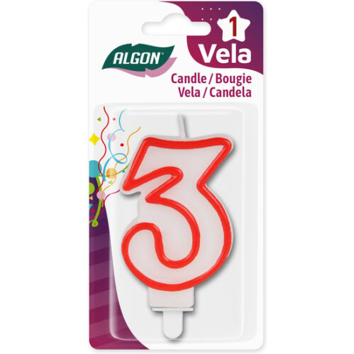 Vela Blanca  Borde Rojo 7Cm N.3 Algon - Imagen 3